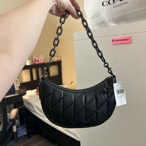 NWT Coach Mira Quilted Crescent Shoulder Bag - Black / Pewter ($450 retail)